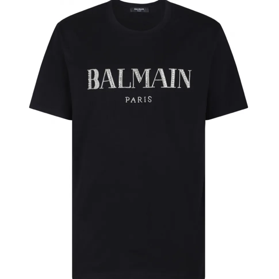 Balmain - Vintage Crystal Embellished T-Shirt - Black - Balmain Exclusive Luxury Collection - Avvenice