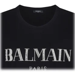 Balmain - Vintage Crystal Embellished T-Shirt - Black - Balmain Exclusive Luxury Collection - Avvenice