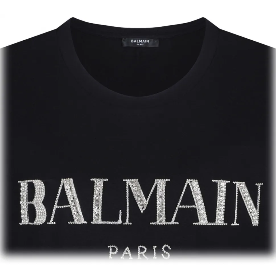 Balmain - Vintage Crystal Embellished T-Shirt - Black - Balmain Exclusive Luxury Collection - Avvenice