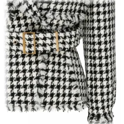 Balmain - Virgin Wool Tweed Belted Jacket - Black White - Balmain Exclusive Luxury Collection - Avvenice