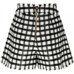 Balmain - Virgin Wool Tweed Shorts - Black White - Balmain Exclusive Luxury Collection - Avvenice