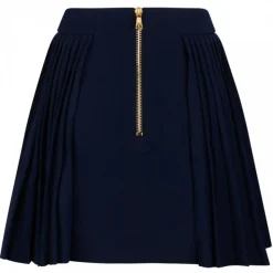Balmain - Wool Pleated Miniskirt - Navy Blue - Balmain Exclusive Luxury Collection - Avvenice
