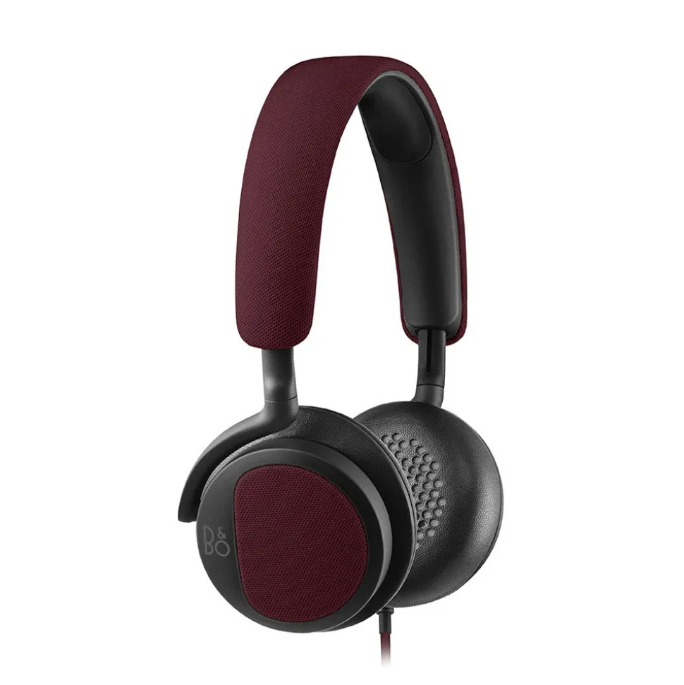 Bang & Olufsen - B&O Play - Beoplay H2 - Deep Red - Flexible On-Ear Corded Headphone with Microphone and Remote Control - Avvenice