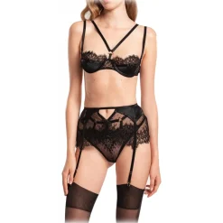 Belarex - Brussels Suspender Belt - Black - Suspender Belt - Lingerie - Luxury Exclusive Collection - Avvenice