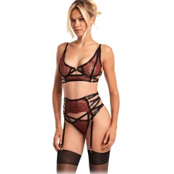 Belarex - Buenos Aires Suspender Belt - Dark Red - Suspender Belt - Lingerie - Luxury Exclusive Collection - Avvenice