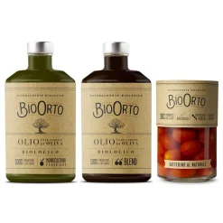 BioOrto - Big Mixed Organic Kit - Blend Peranzana Ogliarola Bio Olive Oil - Bio Datterino Tomatoes "Al Naturale" - Organic - Avvenice