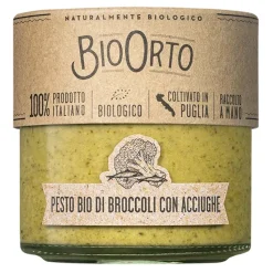 BioOrto - Organic Broccoli Pesto with Anchovies - Organic Preserved Foods - 180 g - Avvenice