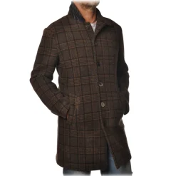 BoB Company - 3/4 Coat in Checked Pattern - Brown - Jacket - Made in Italy - Luxury Exclusive Collection - Avvenice
