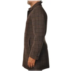 BoB Company - 3/4 Coat in Checked Pattern - Brown - Jacket - Made in Italy - Luxury Exclusive Collection - Avvenice