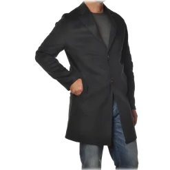 BoB Company - 3/4 Coat in Cloth Fabric - Black - Jacket - Made in Italy - Luxury Exclusive Collection - Avvenice
