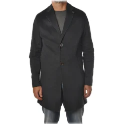 BoB Company - 3/4 Coat in Cloth Fabric - Black - Jacket - Made in Italy - Luxury Exclusive Collection - Avvenice