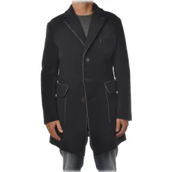 BoB Company - Coat in Technical Fabric with Contrasting Profiles - Blue - Jacket - Made in Italy - Luxury Exclusive Collection - Avvenice