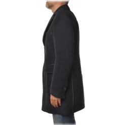 BoB Company - Coat in Technical Fabric with Contrasting Profiles - Blue - Jacket - Made in Italy - Luxury Exclusive Collection - Avvenice