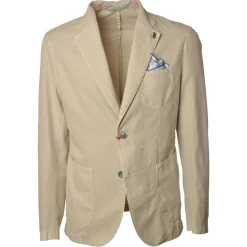 BoB Company - Single-Breasted Jacket in Delavè Fabric - Beige - Jacket - Made in Italy - Luxury Exclusive Collection - Avvenice