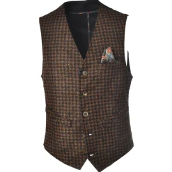 BoB Company - Single-Breasted Waistcoat in Check Pattern - Blue/Brown - Waistcoat - Made in Italy - Luxury Exclusive Collection - Avvenice