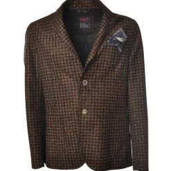 BoB Company - Single-Breasted Jacket in Houndstooth Pattern - Black/Brown - Jacket - Made in Italy - Luxury Exclusive Collection - Avvenice