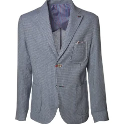 BoB Company - Single-Breasted Jacket in Checkered Pattern - Light-Blue - Jacket - Made in Italy - Luxury Exclusive Collection - Avvenice
