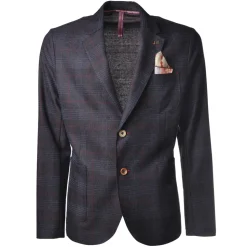 BoB Company - Single-Breasted Jacket in Check Pattern - Blue - Jacket - Made in Italy - Luxury Exclusive Collection - Avvenice