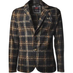 BoB Company - Single-Breasted Jacket in Check Pattern - Blue/Orange - Jacket - Made in Italy - Luxury Exclusive Collection - Avvenice