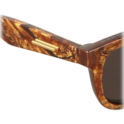 Bottega Veneta - Acetate Classic D Frame Sunglasses - Amber Radica Gray - Sunglasses - Bottega Veneta Eyewear - Avvenice