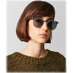 Bottega Veneta - Acetate Round Sunglasses - Crystal Silver - Sunglasses - Bottega Veneta Eyewear - Avvenice