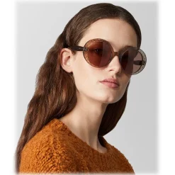 Bottega Veneta - Acetate Round Oversize Sunglasses - Brown - Sunglasses - Bottega Veneta Eyewear - Avvenice