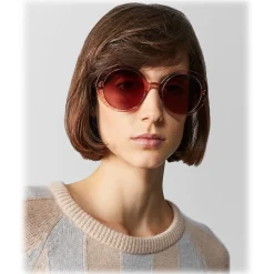 Bottega Veneta - Acetate Round Oversize Sunglasses - Pink - Sunglasses - Bottega Veneta Eyewear - Avvenice
