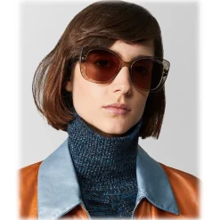 Bottega Veneta - Acetate Square Oversize Sunglasses - Brown - Sunglasses - Bottega Veneta Eyewear - Avvenice