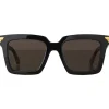 Bottega Veneta - Acetate Square Oversize Sunglasses - Black Grey - Sunglasses - Bottega Veneta Eyewear - Avvenice