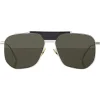 Bottega Veneta - Angular Aviator Sunglasses - Silver Green - Sunglasses - Bottega Veneta Eyewear - Avvenice