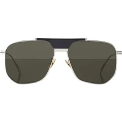 Bottega Veneta - Angular Aviator Sunglasses - Silver Green - Sunglasses - Bottega Veneta Eyewear - Avvenice