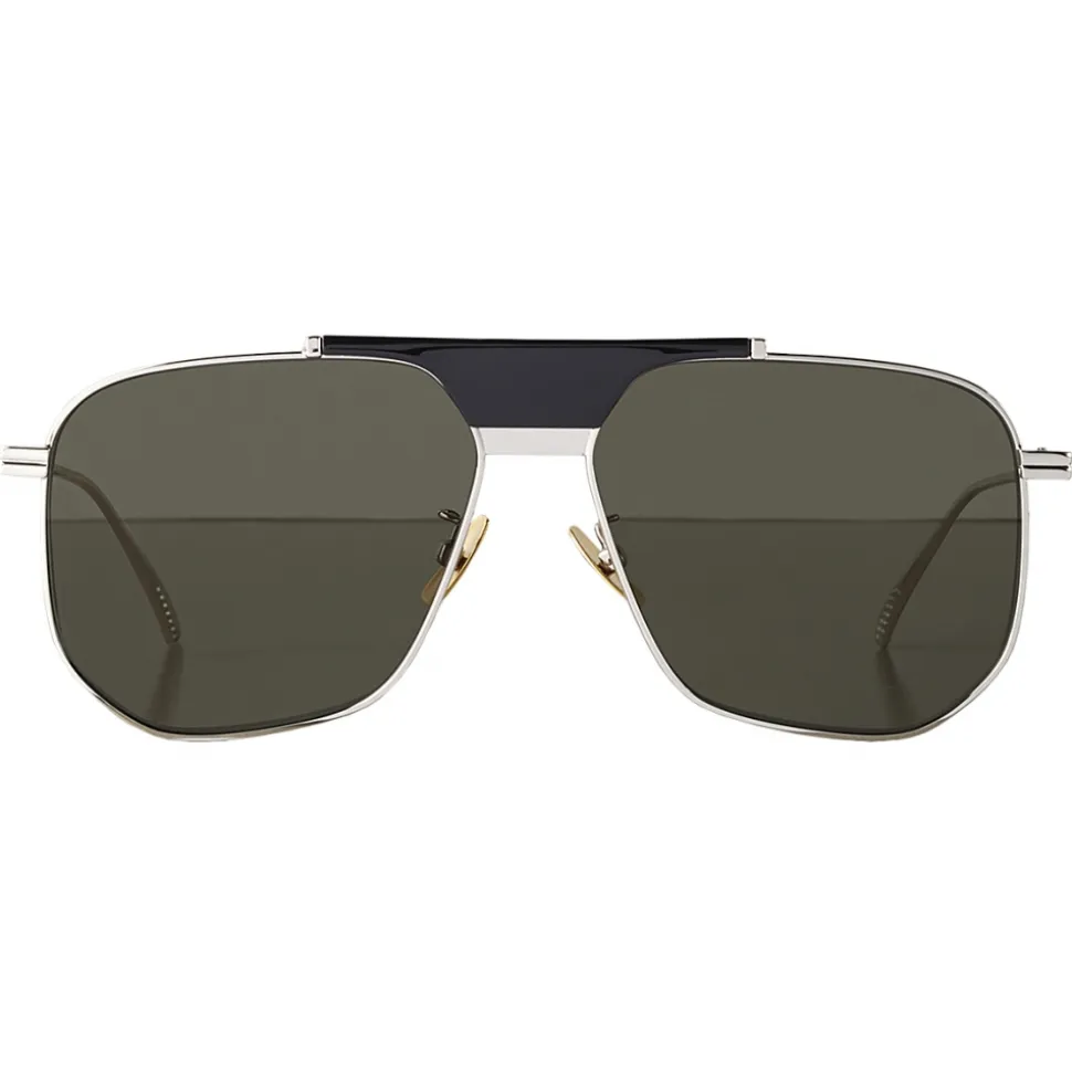 Bottega Veneta - Angular Aviator Sunglasses - Silver Green - Sunglasses - Bottega Veneta Eyewear - Avvenice