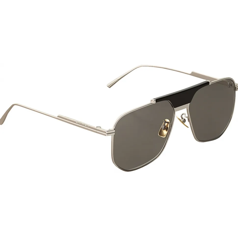 Bottega Veneta - Angular Aviator Sunglasses - Silver Green - Sunglasses - Bottega Veneta Eyewear - Avvenice