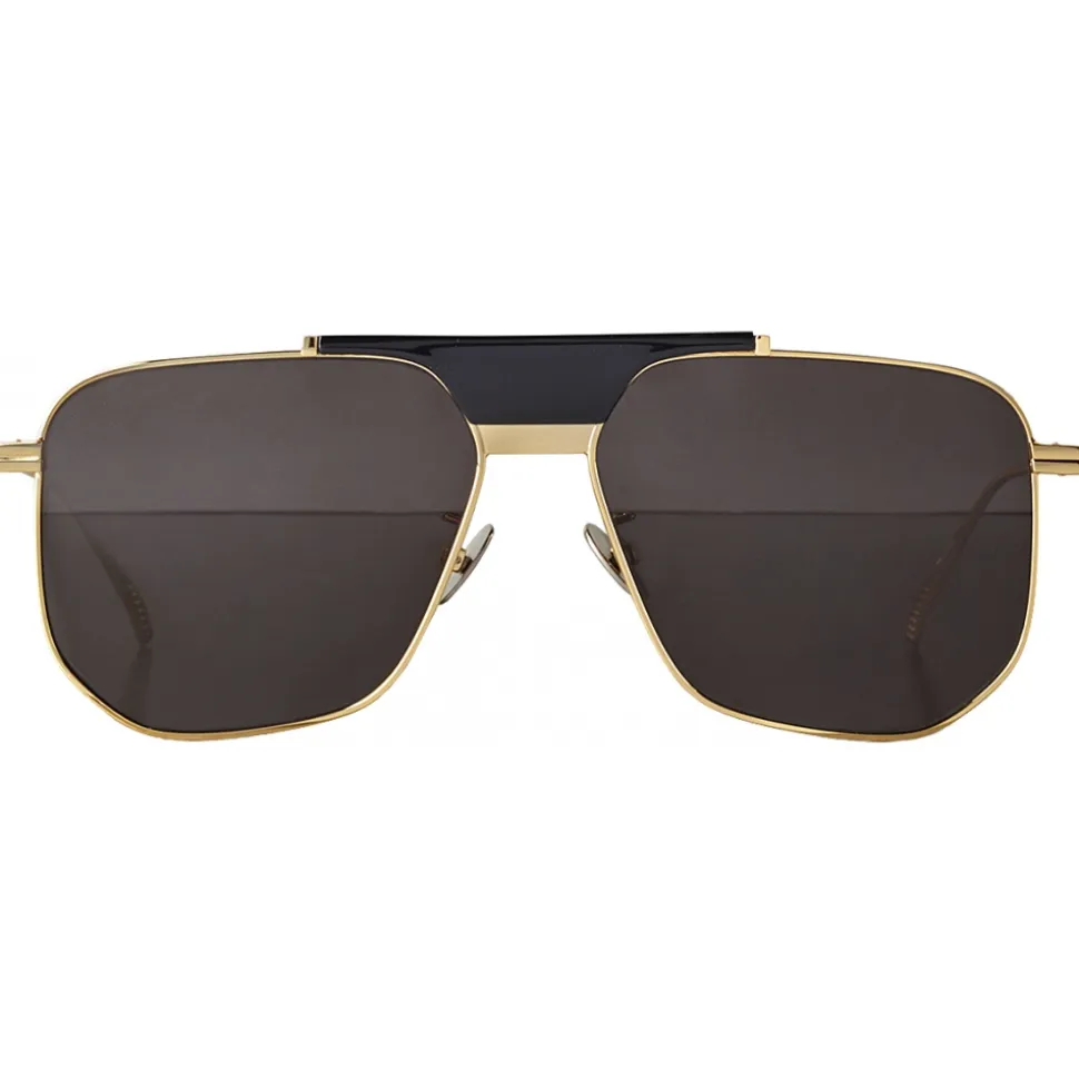 Bottega Veneta - Angular Aviator Sunglasses - Grey Gold - Sunglasses - Bottega Veneta Eyewear - Avvenice