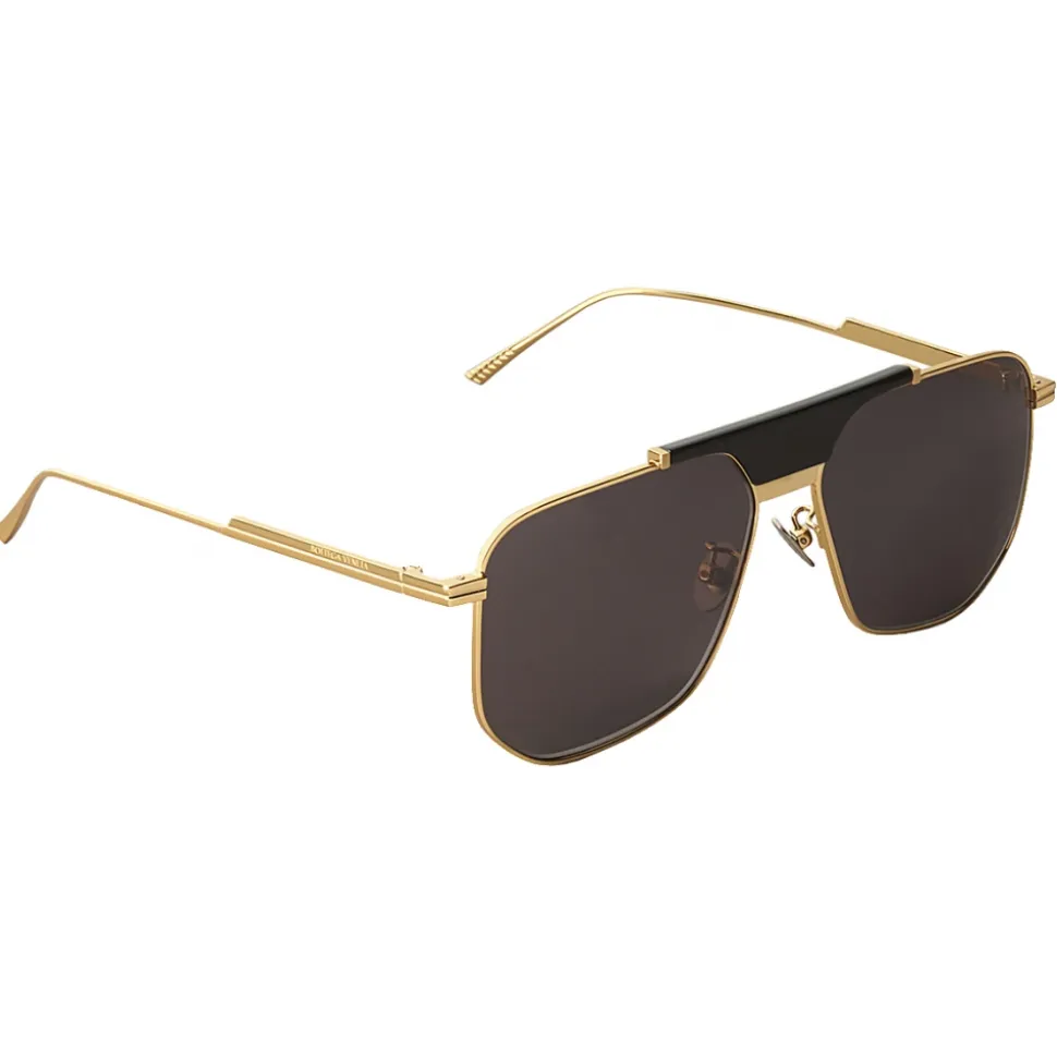 Bottega Veneta - Angular Aviator Sunglasses - Grey Gold - Sunglasses - Bottega Veneta Eyewear - Avvenice