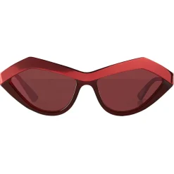 Bottega Veneta - Angular Cat-Eye Sunglasses - Dark Red Amarant - Sunglasses - Bottega Veneta Eyewear - Avvenice