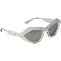 Bottega Veneta - Angular Cat-Eye Sunglasses - Silver Crystal - Sunglasses - Bottega Veneta Eyewear - Avvenice