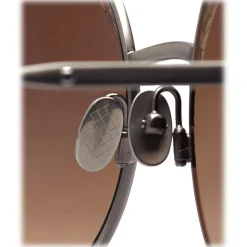 Bottega Veneta - Cross Metal Round Sunglasses - Silver Brown - Sunglasses - Bottega Veneta Eyewear - Avvenice