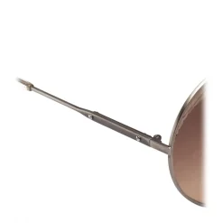 Bottega Veneta - Cross Metal Round Sunglasses - Silver Brown - Sunglasses - Bottega Veneta Eyewear - Avvenice