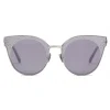 Bottega Veneta - Cross Metal Cat Eye Sunglasses - Silver Grey - Sunglasses - Bottega Veneta Eyewear - Avvenice