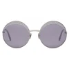Bottega Veneta - Cross Metal Round Sunglasses - Silver Grey - Sunglasses - Bottega Veneta Eyewear - Avvenice