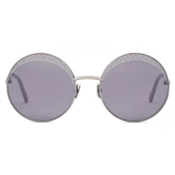 Bottega Veneta - Cross Metal Round Sunglasses - Silver Grey - Sunglasses - Bottega Veneta Eyewear - Avvenice