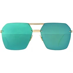 Bottega Veneta - Metal Angular Sunglasses - Green Gold - Sunglasses - Bottega Veneta Eyewear - Avvenice