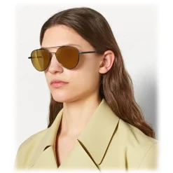 Bottega Veneta - Metal Aviator Sunglasses - Black Gold - Sunglasses - Bottega Veneta Eyewear - Avvenice