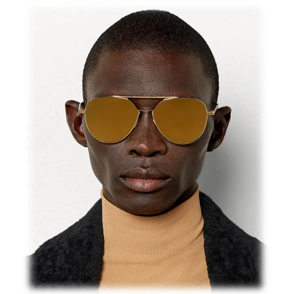 Bottega Veneta - Metal Aviator Sunglasses - Shiny Gold - Sunglasses - Bottega Veneta Eyewear - Avvenice
