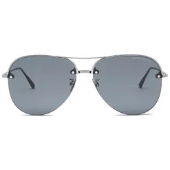Bottega Veneta - Metal Aviator Sunglasses - Ruthenium Black Blue - Sunglasses - Bottega Veneta Eyewear - Avvenice