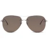 Bottega Veneta - Metal Aviator Sunglasses - Silver Brown - Sunglasses - Bottega Veneta Eyewear - Avvenice