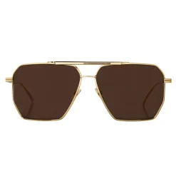 Bottega Veneta - Metal Aviator Sunglasses - Gold Brown - Sunglasses - Bottega Veneta Eyewear - Avvenice