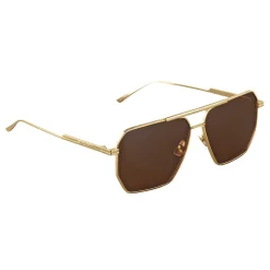 Bottega Veneta - Metal Aviator Sunglasses - Gold Brown - Sunglasses - Bottega Veneta Eyewear - Avvenice