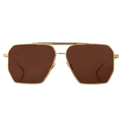 Bottega Veneta - Metal Aviator Sunglasses - Gold Light Brown - Sunglasses - Bottega Veneta Eyewear - Avvenice